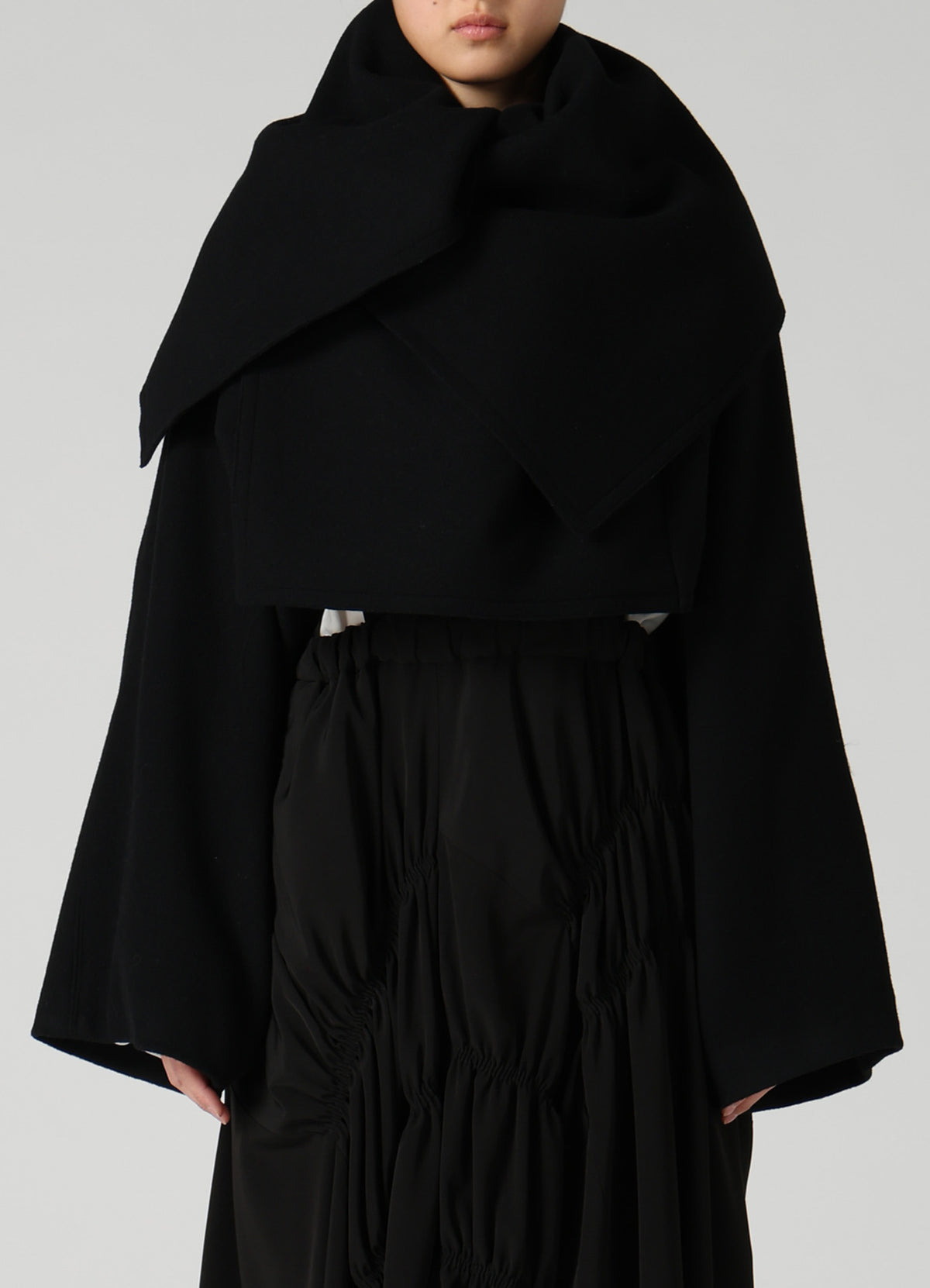 CASHMERE KNIT FLEECE WRAP BLOUSON