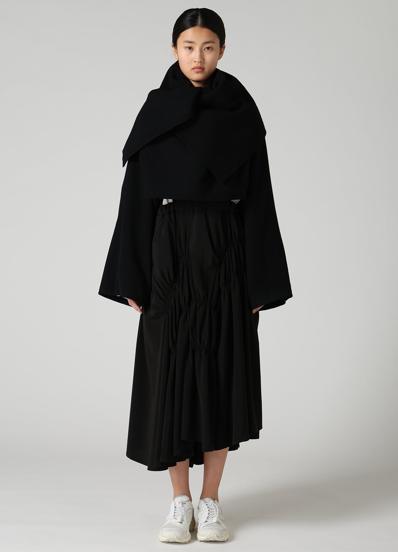 CASHMERE KNIT FLEECE WRAP BLOUSON