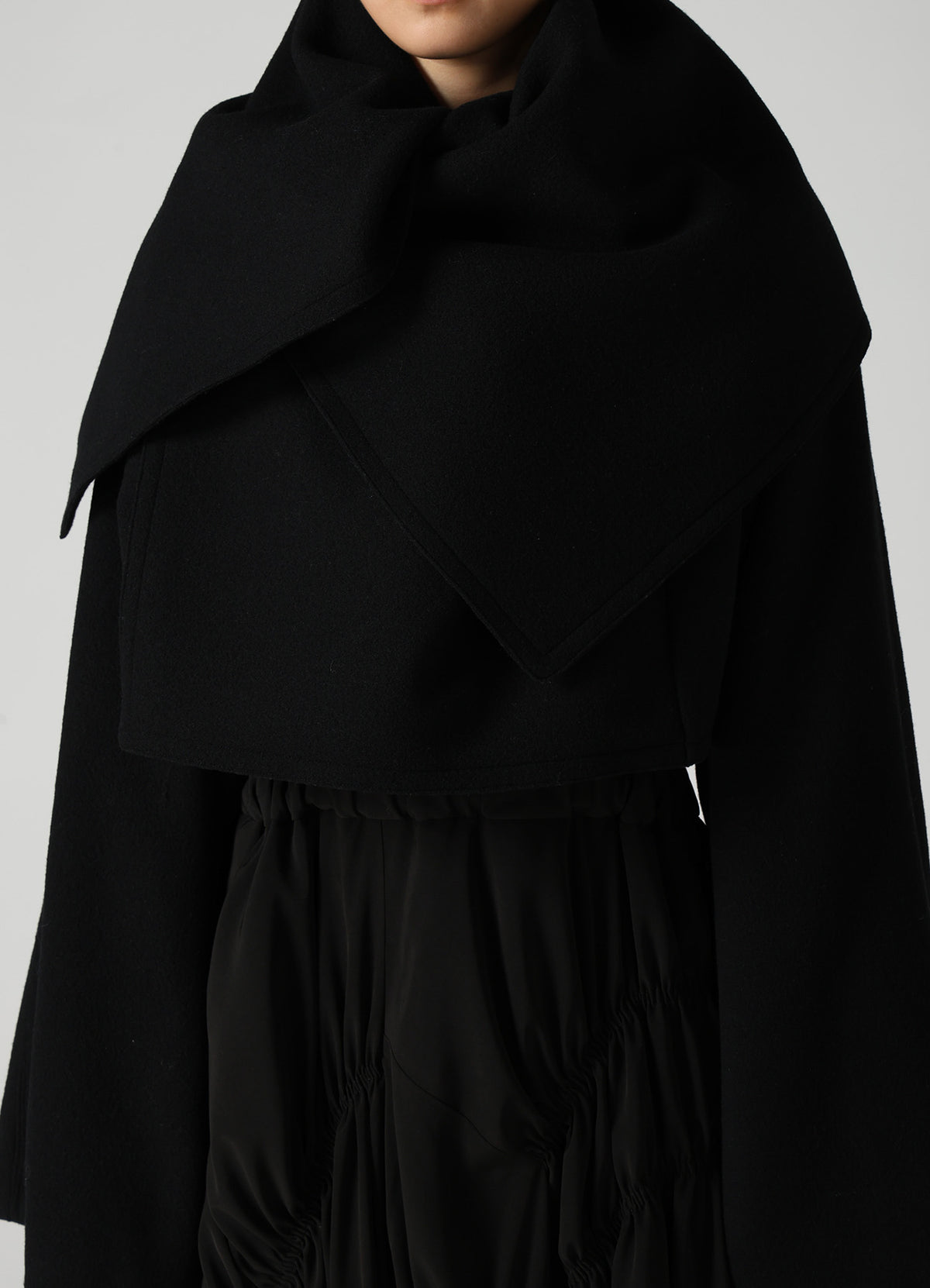 CASHMERE KNIT FLEECE WRAP BLOUSON