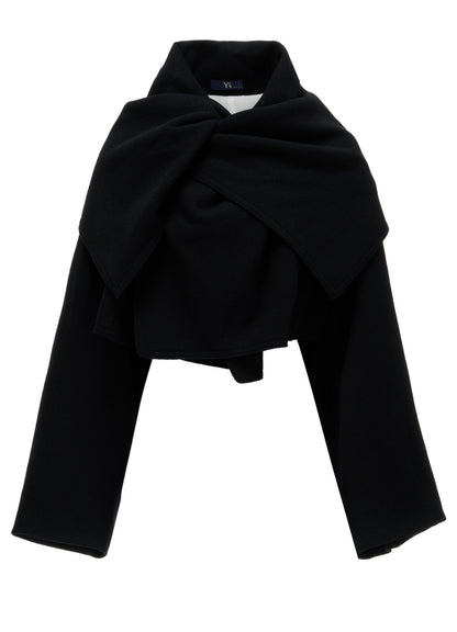 CASHMERE KNIT FLEECE WRAP BLOUSON