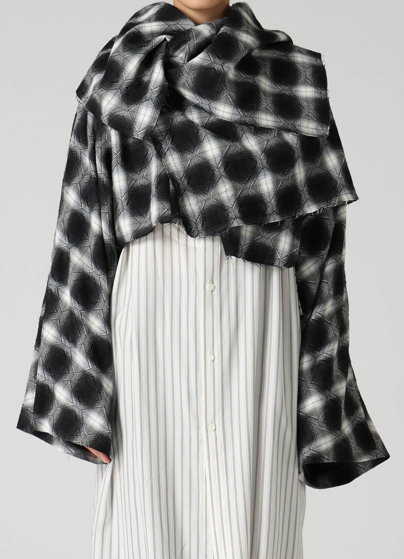 PLAID JACQUARD WRAP BLOUSON