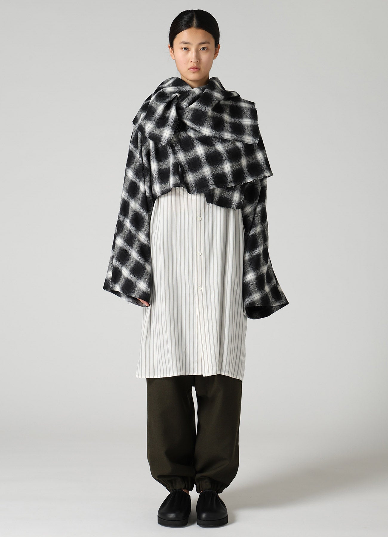 PLAID JACQUARD WRAP BLOUSON
