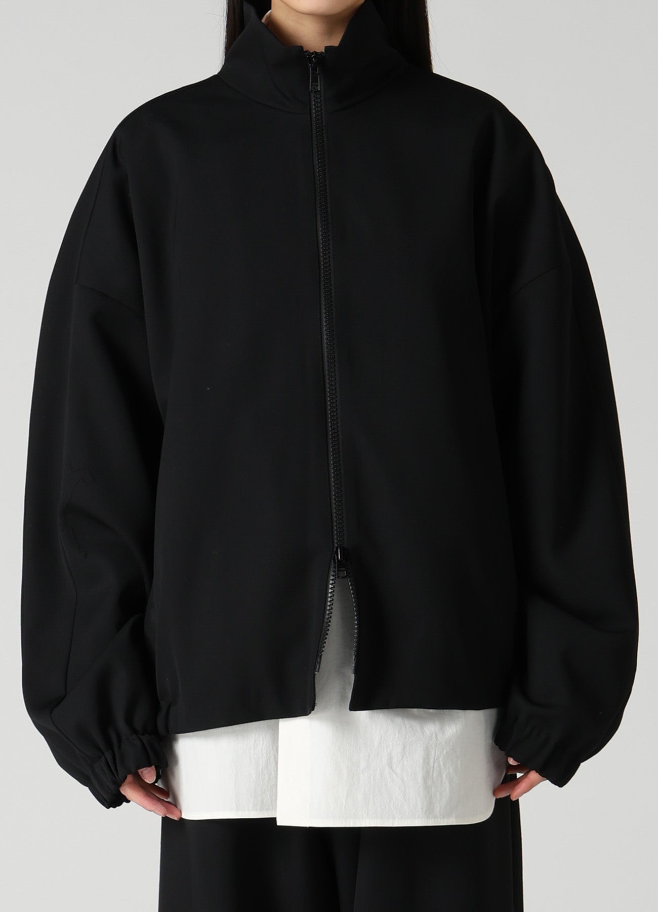 WOOL GABARDINE STAND COLLAR JACKET