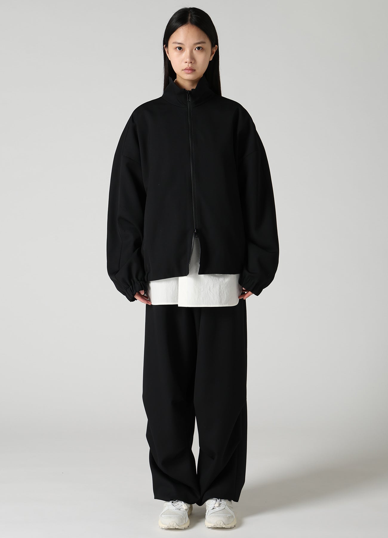 WOOL GABARDINE STAND COLLAR JACKET