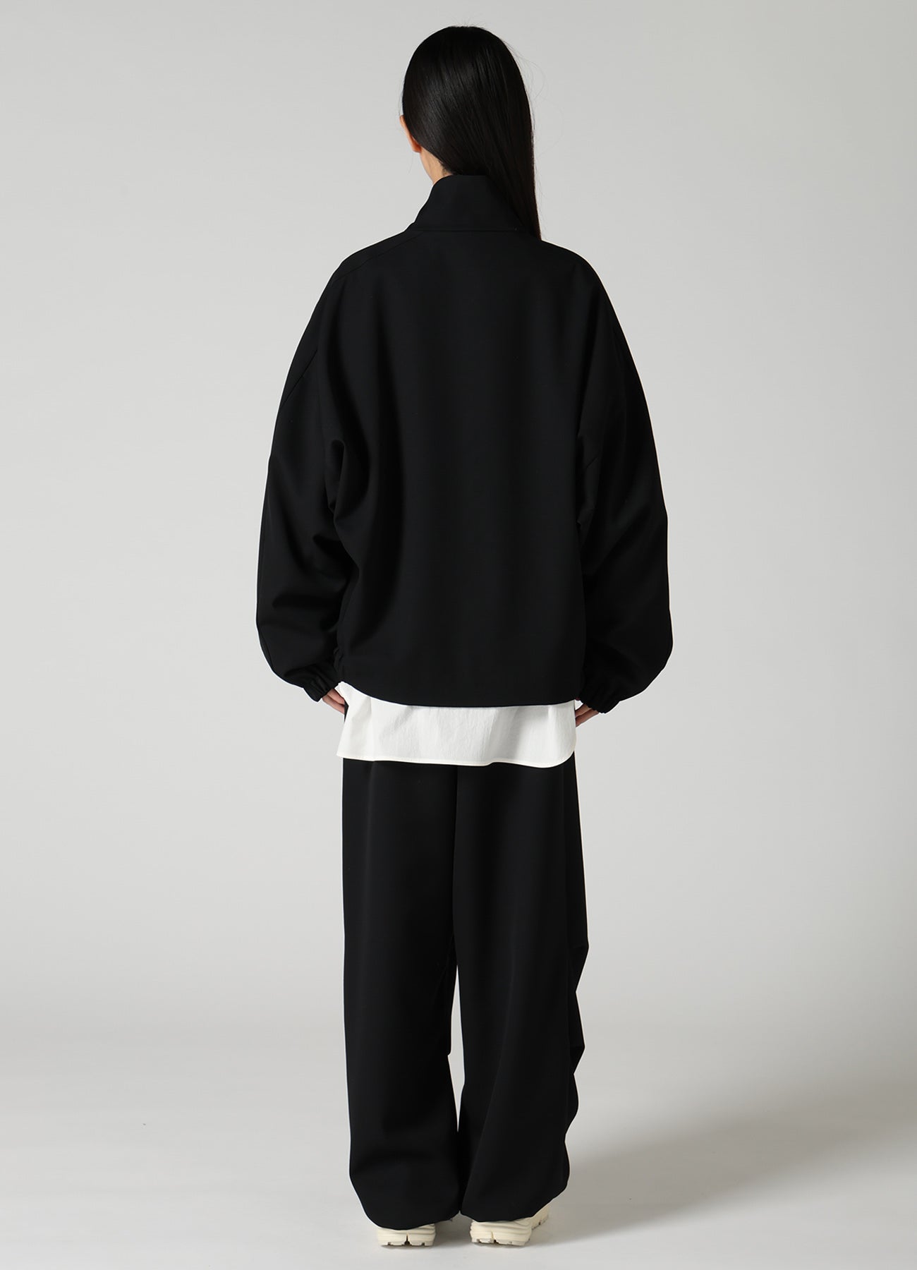 WOOL GABARDINE STAND COLLAR JACKET