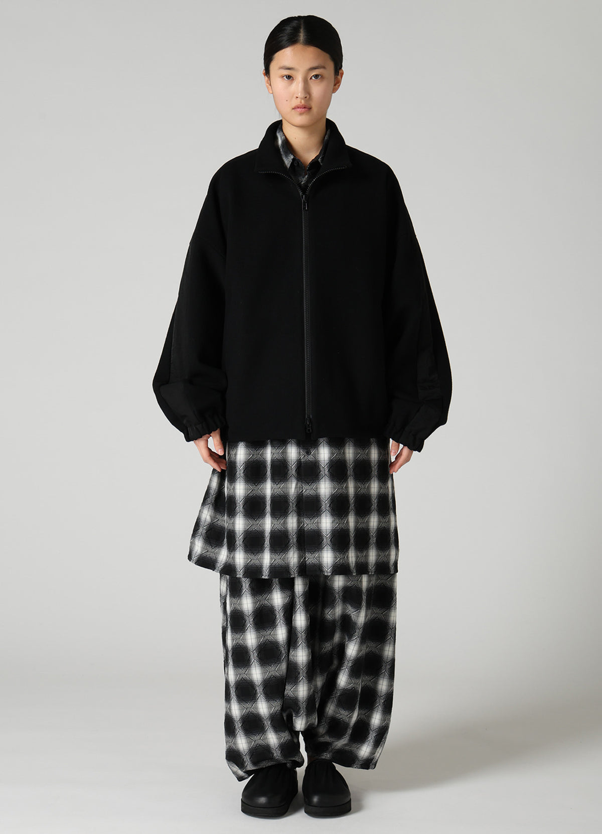 CASHMERE KNIT FLEECE STAND COLLAR JACKET