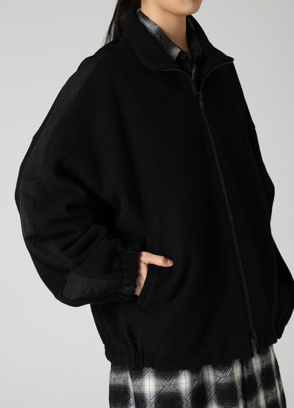 CASHMERE KNIT FLEECE STAND COLLAR JACKET