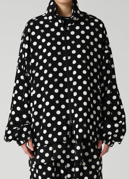 DOT FLOWER PRINT STAND COLLAR JACKET