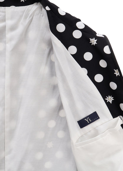 DOT FLOWER PRINT STAND COLLAR JACKET