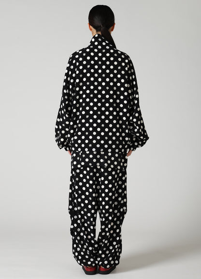 DOT FLOWER PRINT STAND COLLAR JACKET