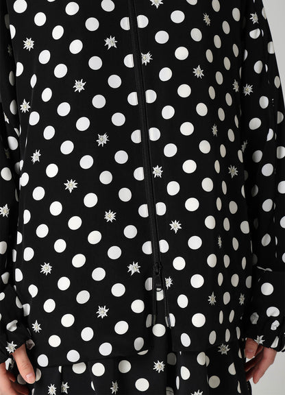 DOT FLOWER PRINT STAND COLLAR JACKET