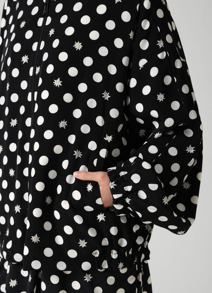DOT FLOWER PRINT STAND COLLAR JACKET