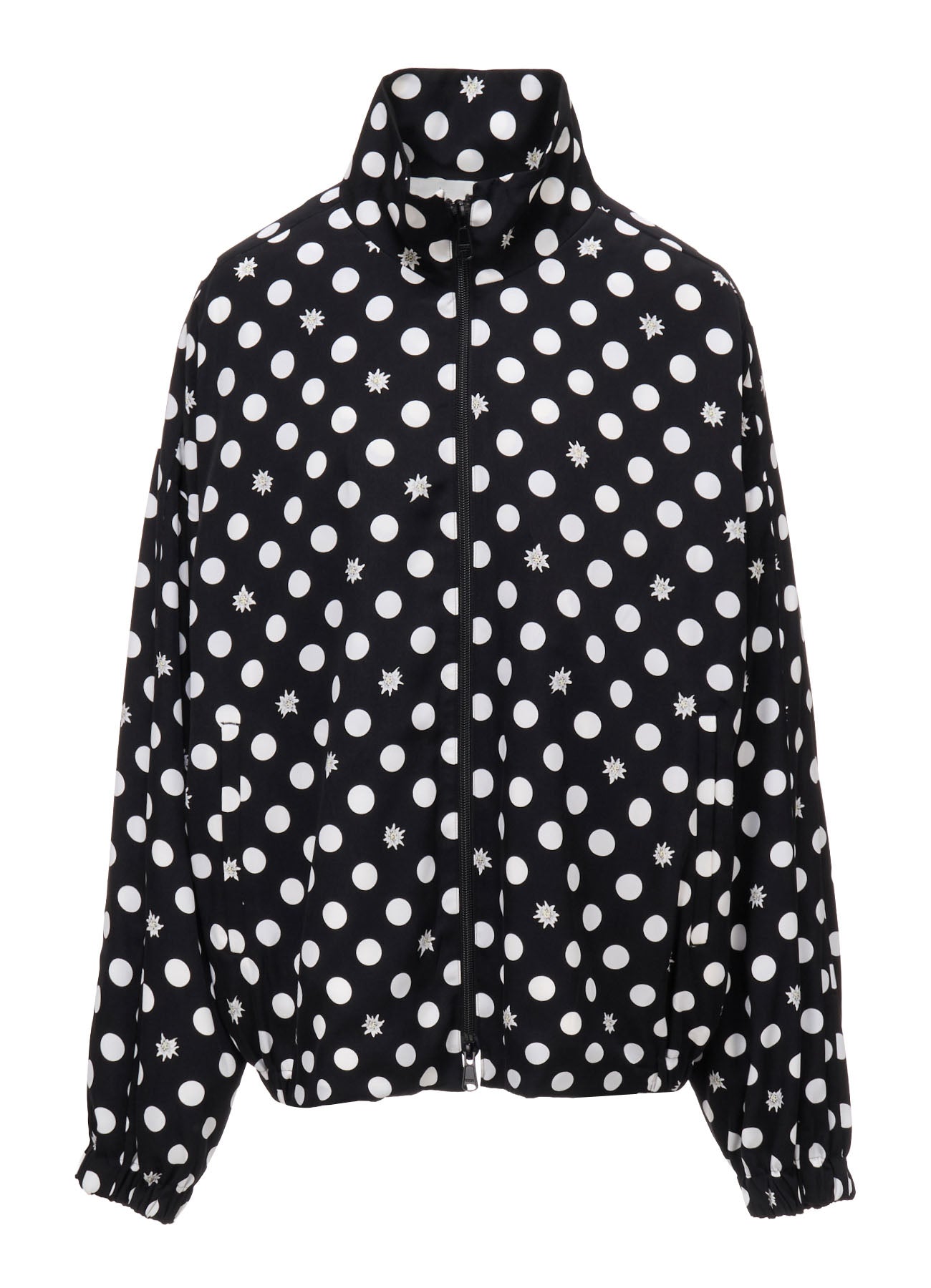DOT FLOWER PRINT STAND COLLAR JACKET