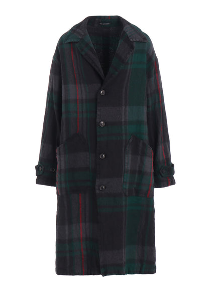 MILLED WOOL PLAID COAT