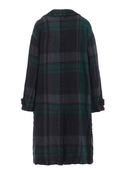 MILLED WOOL PLAID COAT