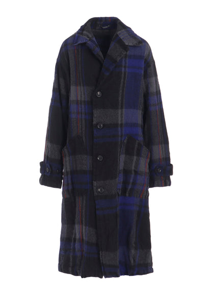 MILLED WOOL PLAID COAT