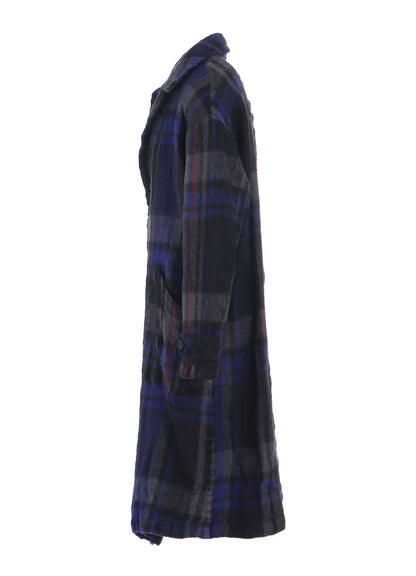 MILLED WOOL PLAID COAT