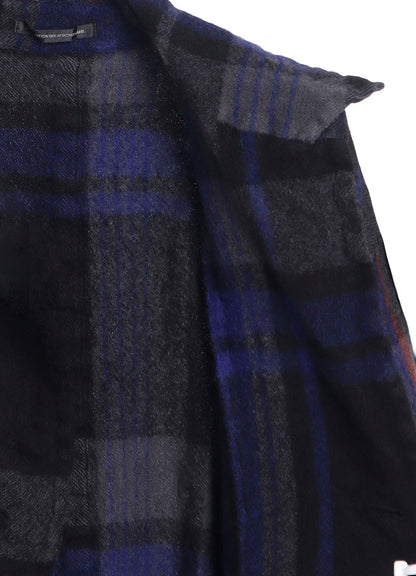 MILLED WOOL PLAID COAT