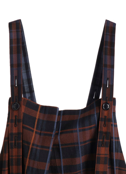 WOOL BLEND PLAID STRAP DRESS