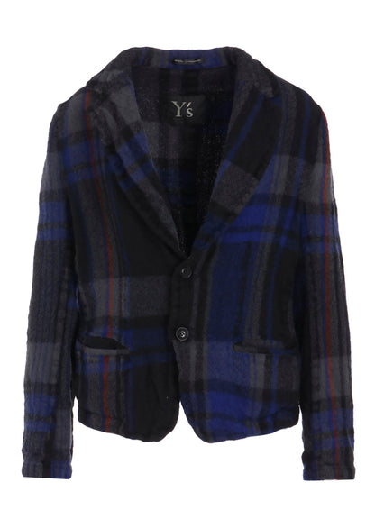 MILLED WOOL PLAID JACKET