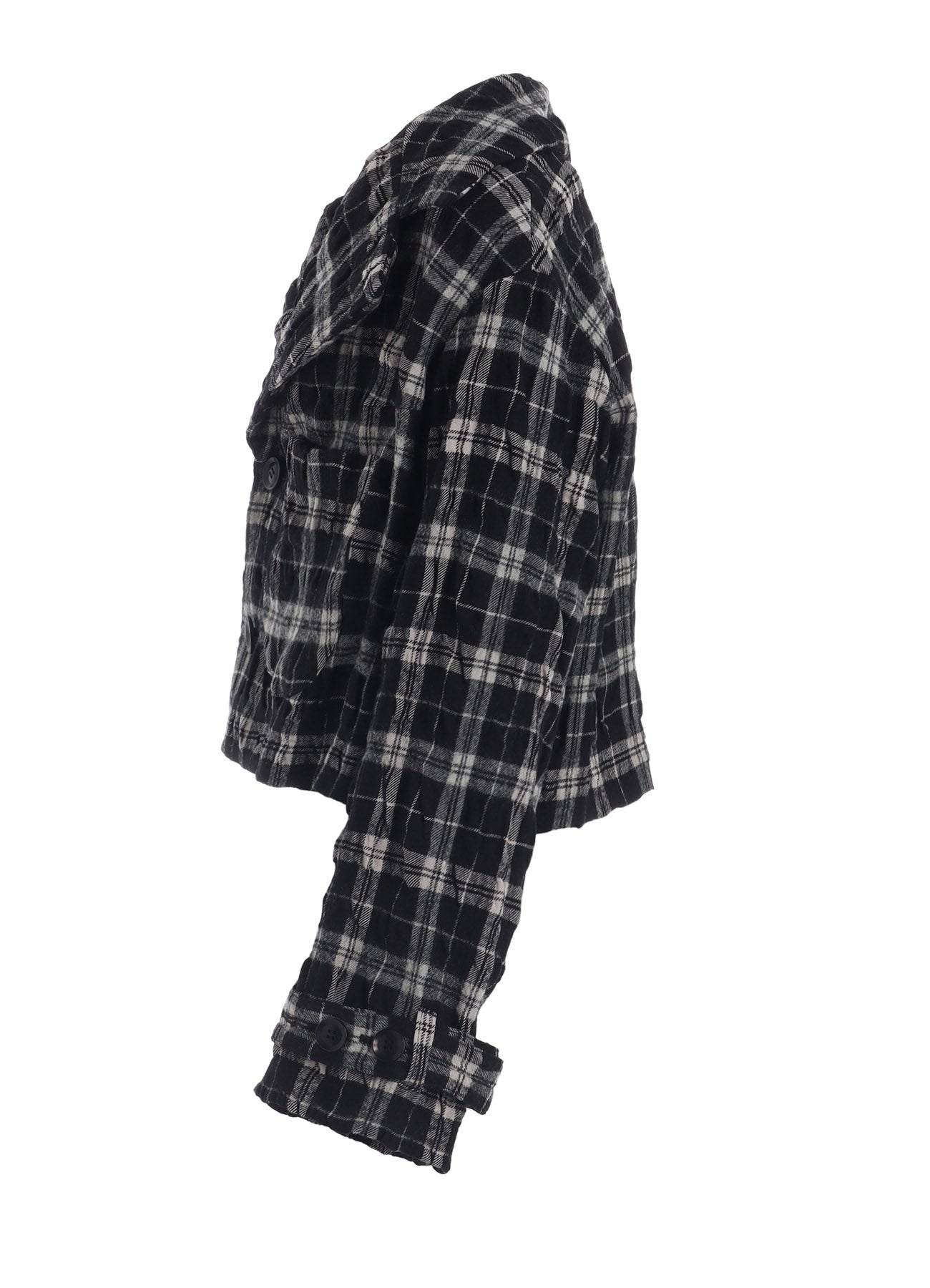 MILLED WOOL COTTON PLAID JACKET