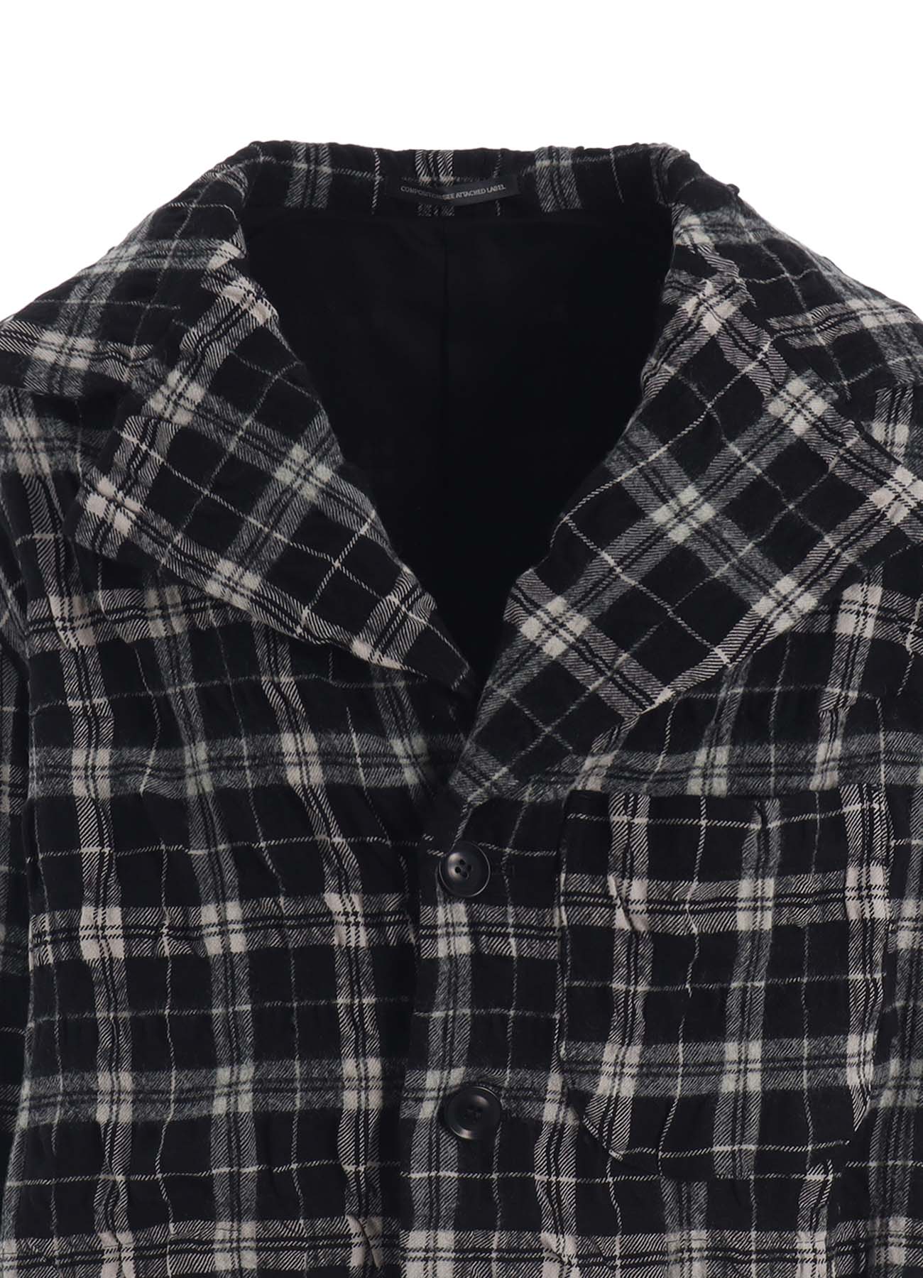MILLED WOOL COTTON PLAID JACKET