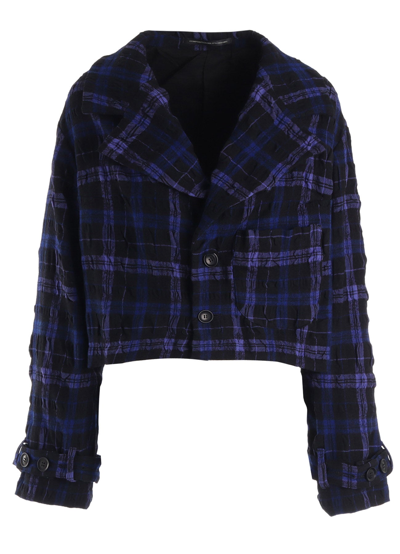 MILLED WOOL COTTON PLAID JACKET