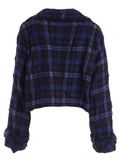 MILLED WOOL COTTON PLAID JACKET