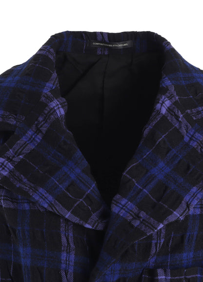MILLED WOOL COTTON PLAID JACKET