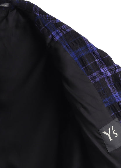 MILLED WOOL COTTON PLAID JACKET