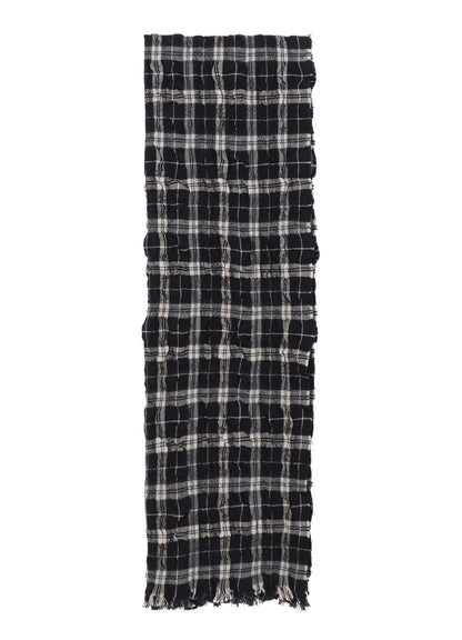 MILLED WOOL COTTON PLAID STOLE