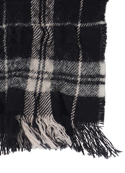 MILLED WOOL COTTON PLAID STOLE