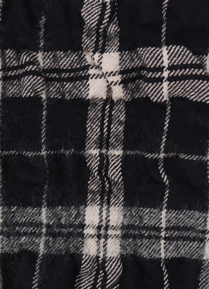 MILLED WOOL COTTON PLAID STOLE