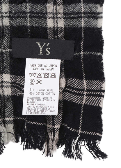 MILLED WOOL COTTON PLAID STOLE