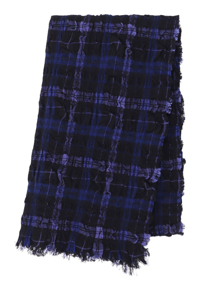 MILLED WOOL COTTON PLAID STOLE