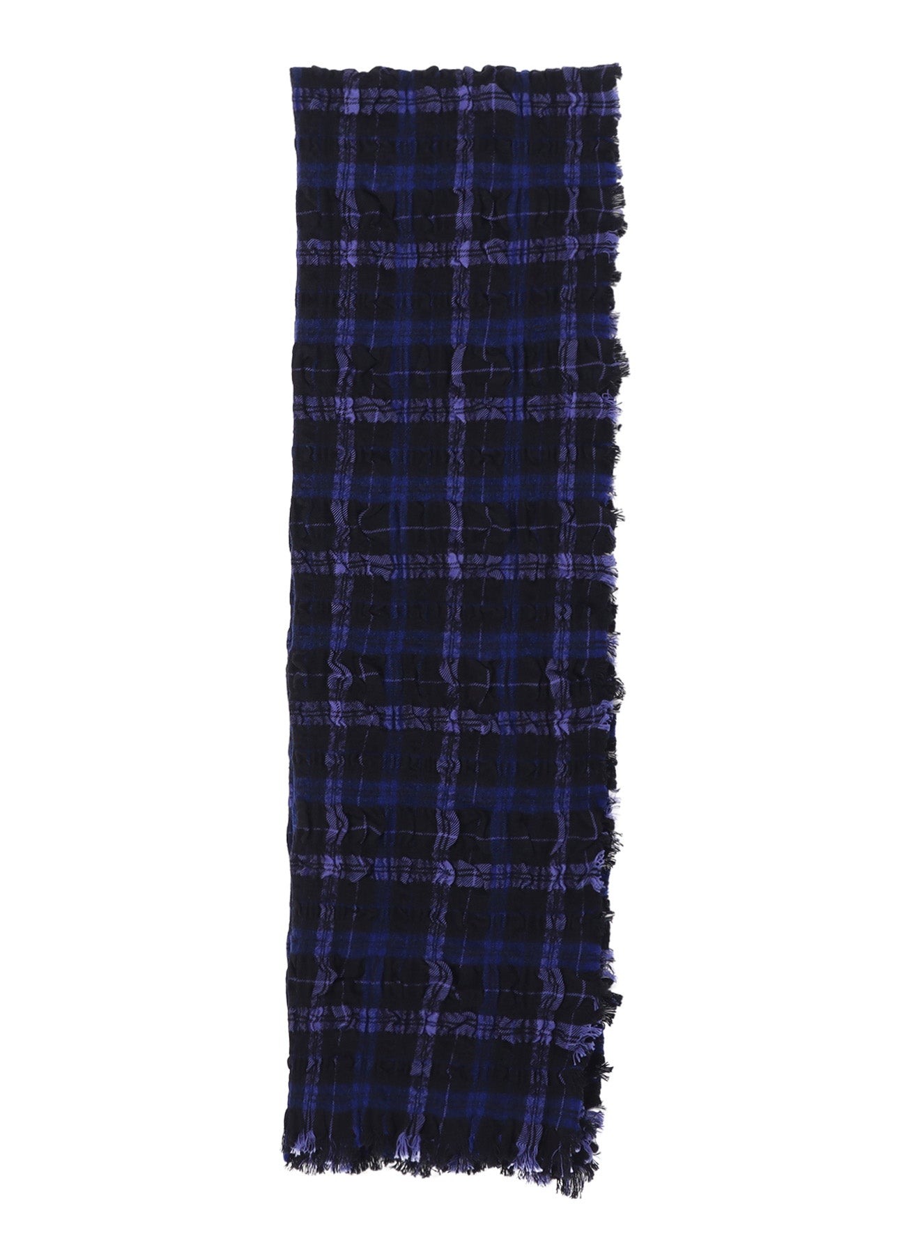 MILLED WOOL COTTON PLAID STOLE