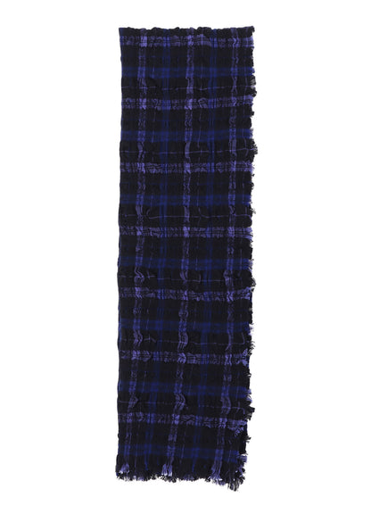 MILLED WOOL COTTON PLAID STOLE