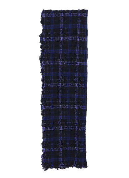 MILLED WOOL COTTON PLAID STOLE