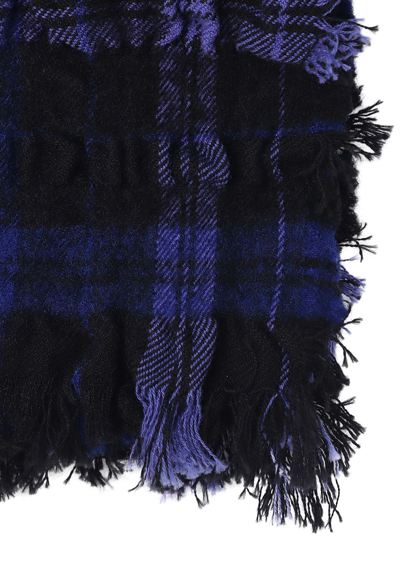 MILLED WOOL COTTON PLAID STOLE