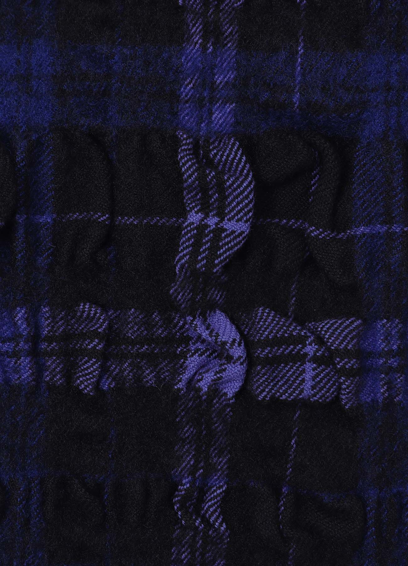 MILLED WOOL COTTON PLAID STOLE
