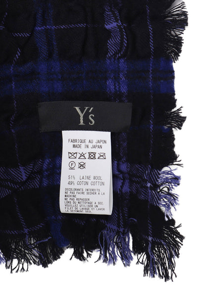 MILLED WOOL COTTON PLAID STOLE