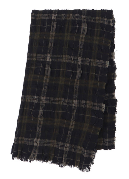 MILLED WOOL COTTON PLAID STOLE