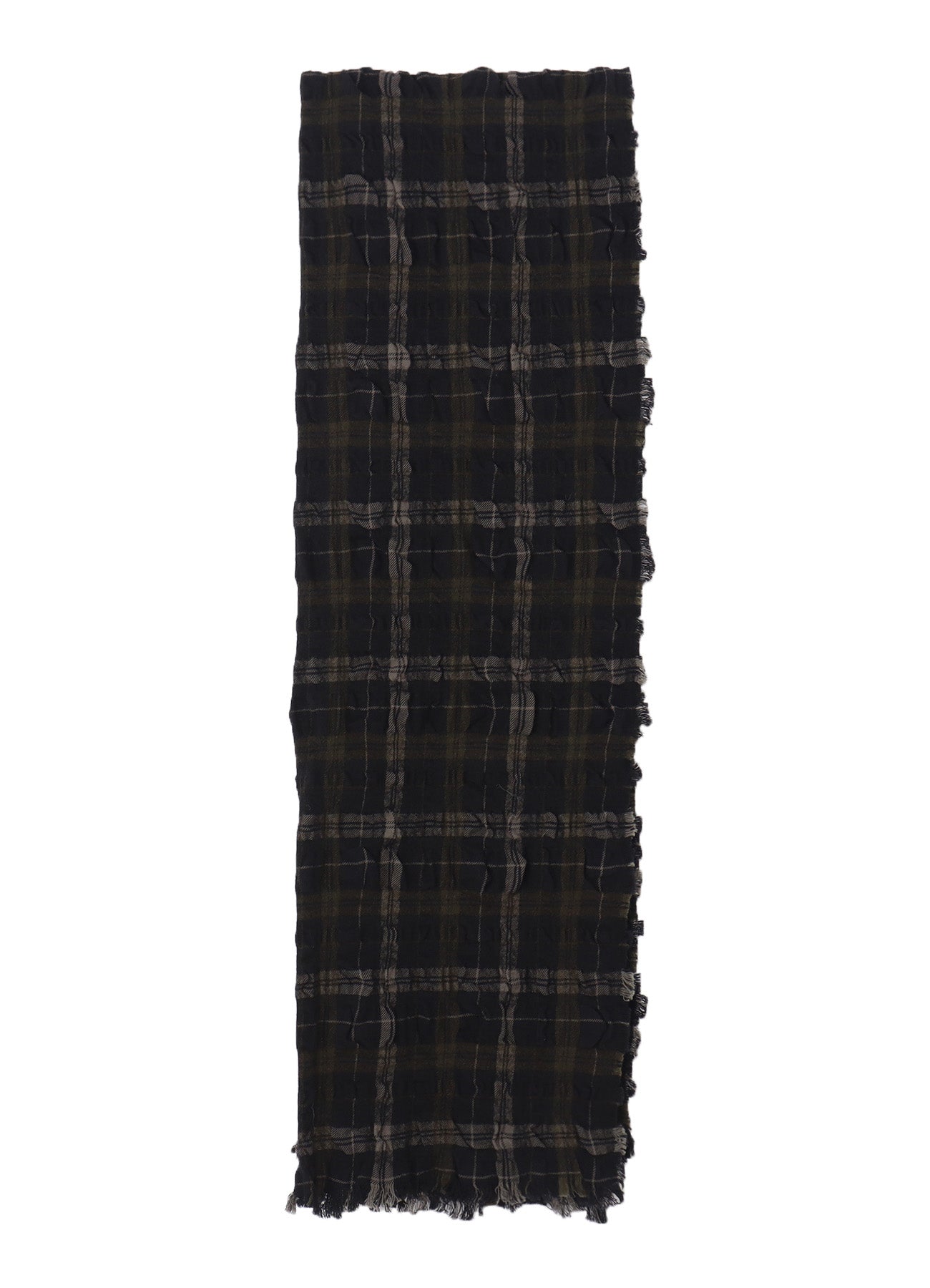 MILLED WOOL COTTON PLAID STOLE