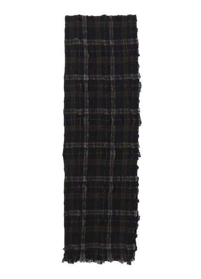 MILLED WOOL COTTON PLAID STOLE