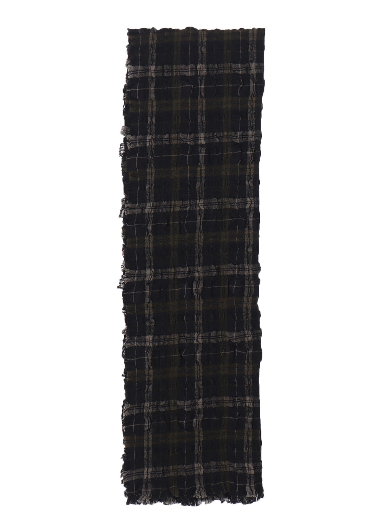 MILLED WOOL COTTON PLAID STOLE