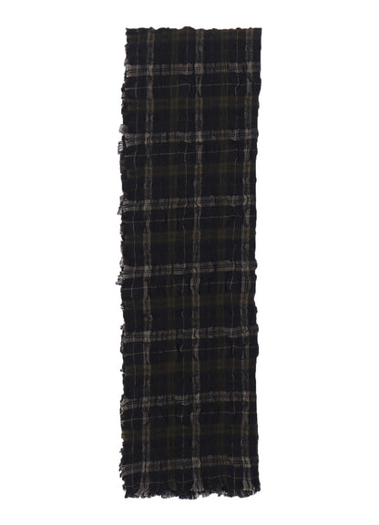 MILLED WOOL COTTON PLAID STOLE