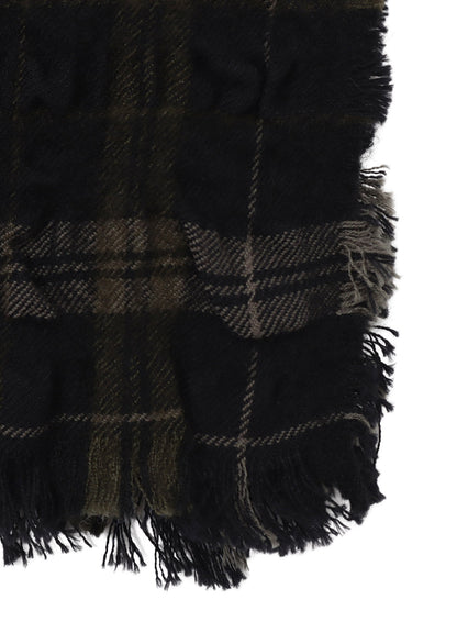 MILLED WOOL COTTON PLAID STOLE