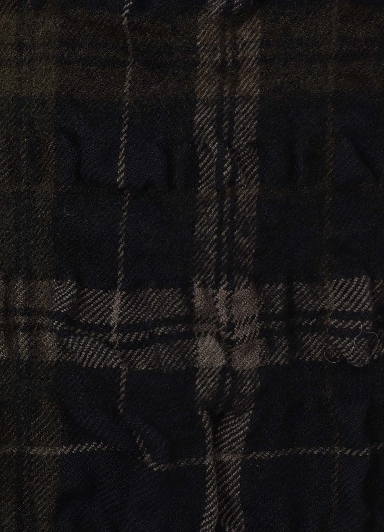 MILLED WOOL COTTON PLAID STOLE
