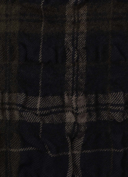 MILLED WOOL COTTON PLAID STOLE