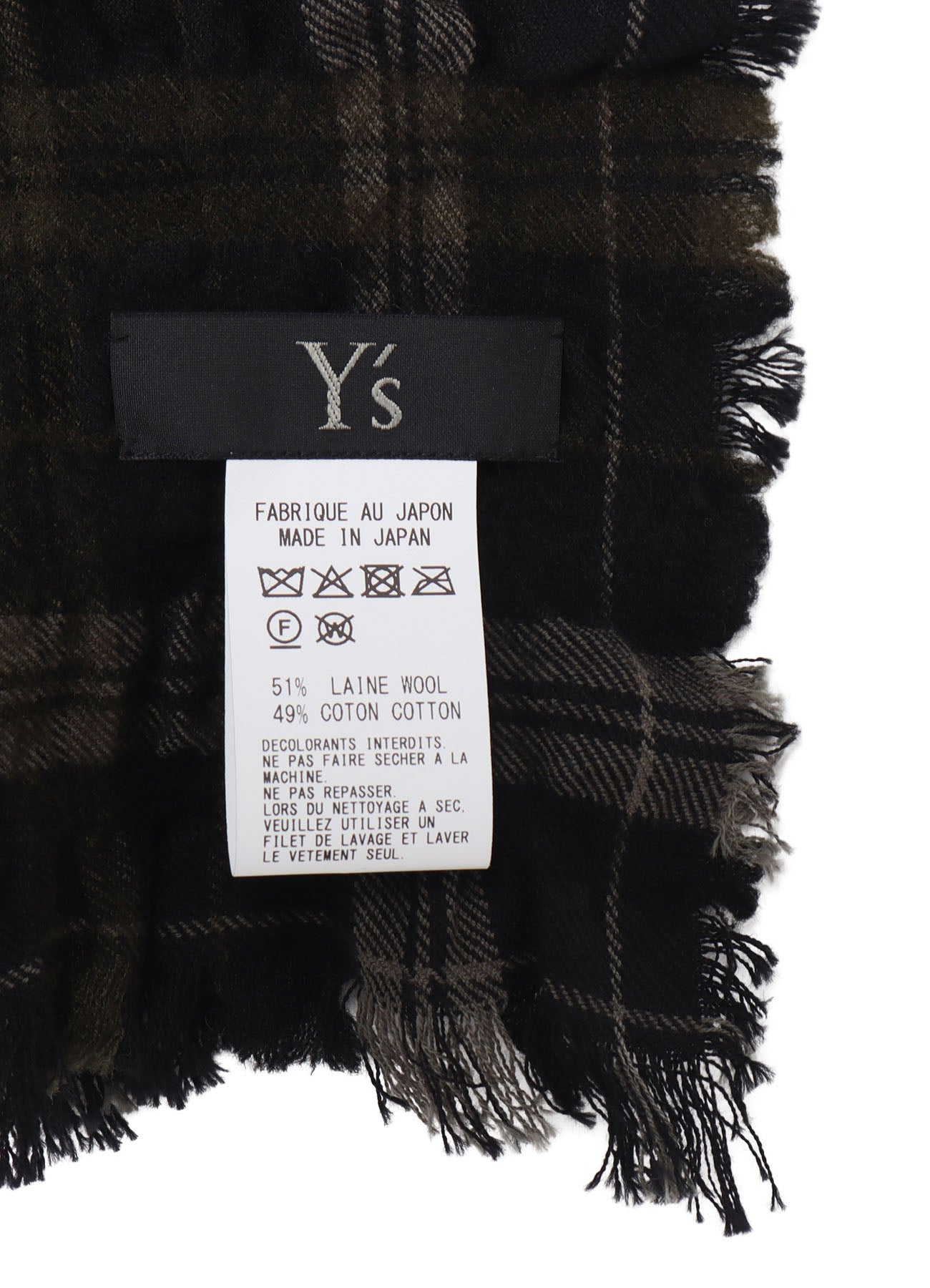 MILLED WOOL COTTON PLAID STOLE